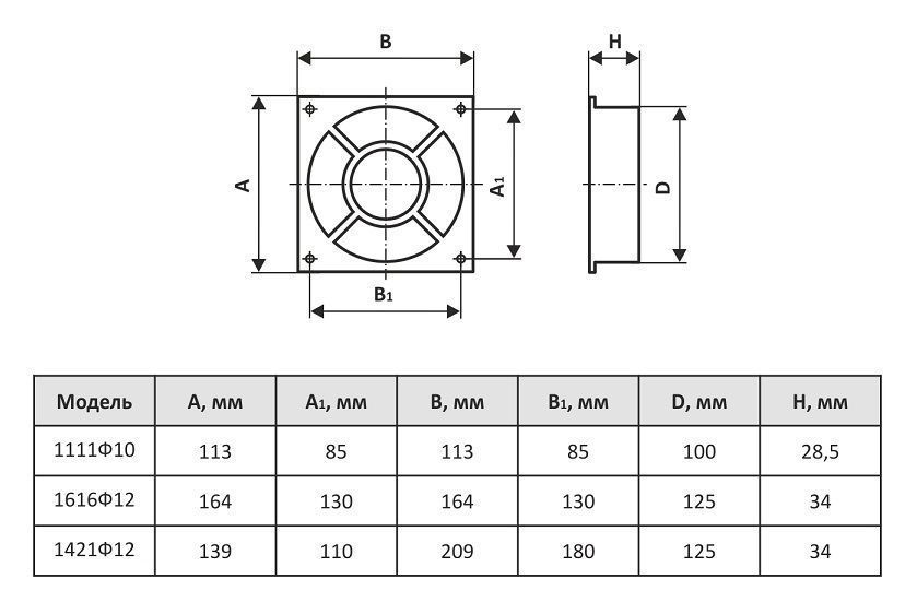 Фланец 1111Ф10 (113х113/D100)